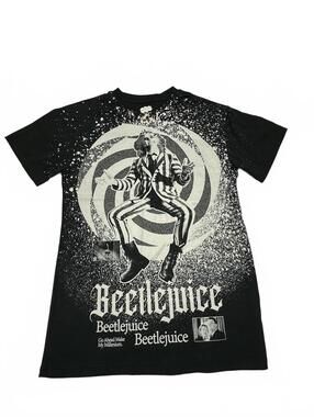 Beetlejuice Graphic Black T-Shirt with Splatter Design